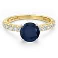 thumbnail image 3 of Gem Stone King 14K Two Tone Gold Blue Sapphire and Lab Grown Diamond Engagement Ring for Women | 1.48 Cttw | Round 6MM | Gemstone September Birthstone | Size 7, 3 of 6