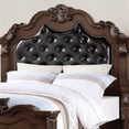 thumbnail image 3 of Luckynote Eastern King Bed Frame, Traditional Antique Design with Tufted Faux Leather Headboard, Wooden Frame for Master Bedroom, Cherry Finish, 3 of 8