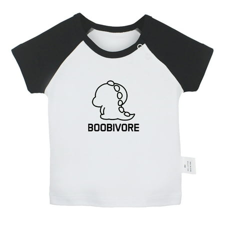 

Boobivore Dinosaur Novelty T shirt For Baby Newborn Babies T-shirts Infant Tops 0-24M Kids Graphic Tees Clothing (Short Black Raglan T-shirt 12-18 Months)