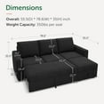 thumbnail image 2 of HONBAY 79" Reversible 3 Seat Compact L Shaped Sectional Sleeper Sofa with Pull Out Bed and Storage, Velvet Black, 2 of 9