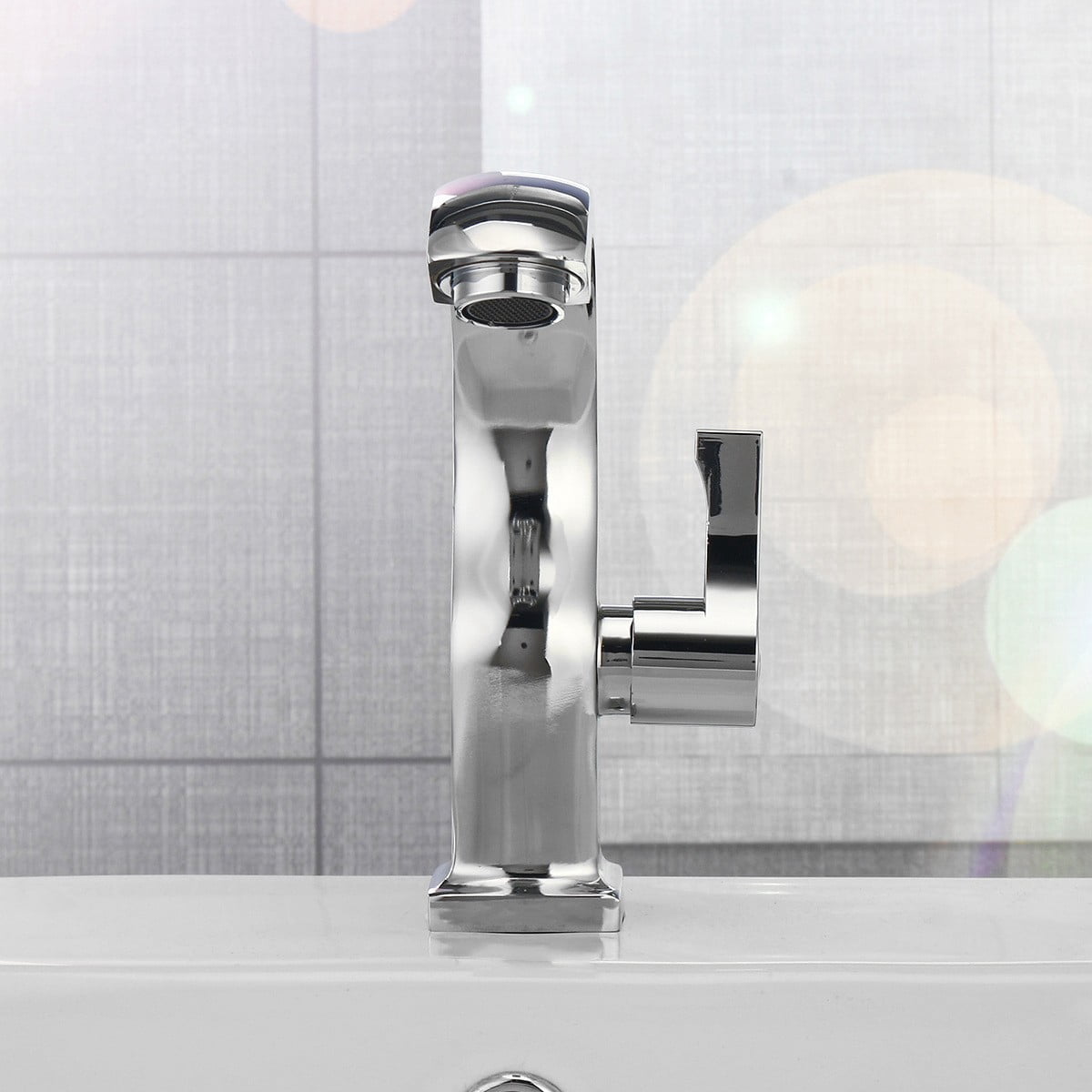Wuweikeji Chrome Bathroom Basin Faucet, Single Handle Cold Water Tap, Copper Alloy Sink Spout, High-Arc Neck Design, Water-Saving Bubbler, 6.9\" Height, Fits 0.87-1.26\" Hole, Silver