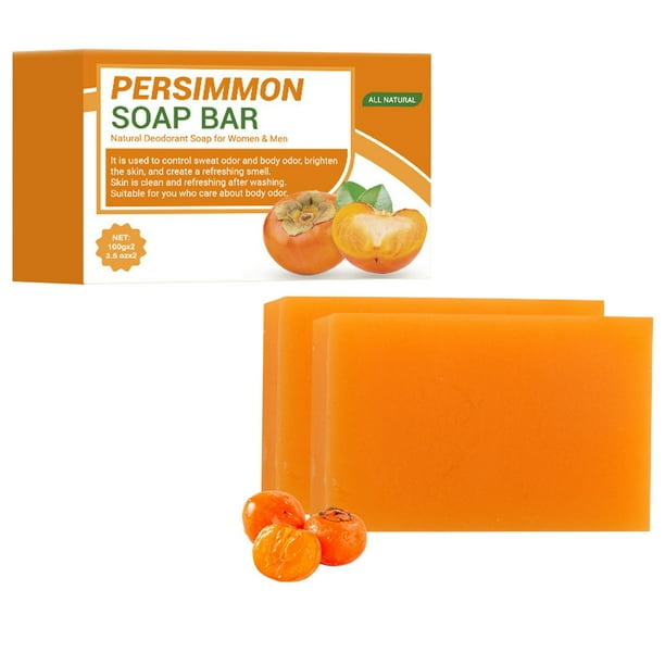 Jabón Desodorante Corporal de Caqui 100 G | Suave y No Irritante | Aroma Floral | Hecho a Mano | 2 Unidades