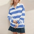 thumbnail image 4 of aidice Shirts for Women Casual Lapel Neck Long Sleeve Tshirts Button Striped Loose Comfy Pullover Tops, 4 of 8