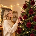 thumbnail image 6 of 15 PCS Velvet Christmas Ornaments Set, Shatterproof Flocked Ball Ornaments with Bow Hanging Ribbon, Gift-Boxed Christmas Tree Decor for Holiday Home Decoration, 3.15", 6 of 9