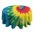 thumbnail image 4 of Colorful Rainbow Tie Dye Spiral Pattern Round Tablecloth 60"x60",Wrinkle Wipeable Table Cloth for Kitchen Dining Room Picnic Patio Party, 4 of 6