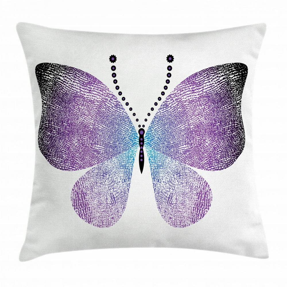 Butterfly Throw Pillow Cushion Cover, Pointillistic Fantasy Papillon