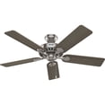 thumbnail image 3 of Hunter 52 inch Indoor Ceiling Fan with LED Light - Ceiling Fan with Pull Chain, For Bedroom or Living Room, Standard Mount, No Remote, 5 Blades, Includes Bulbs - Pro's Best 52725, Brushed Nickel, 3 of 17