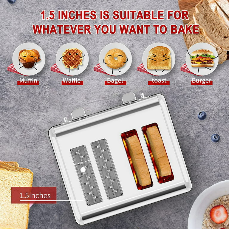  Toaster 4 Slice, KitchMix Bagel Stainless Toaster with LCD  Timer, Extra Wide Slots, Dual Screen, Removal Crumb Tray (Stinless steel):  Home & Kitchen