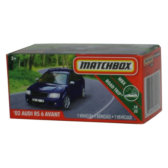 Matchbox '02 Audi RS 6 Avant (2018) MBX Road Trip Blue Toy Car Power Grabs Box 10/20