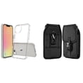 thumbnail image 1 of Bemz Case and Pouch Bundle for iPhone 14 Pro: Fusion Protector Slim Case (Transparent Clear) and Vertical Nylon Buckle Belt Holster, 1 of 9