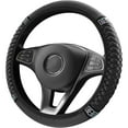 thumbnail image 3 of Sentryse Leather Car Steering Wheel Cover with Anti-Slip Lining, Universal 15 inch, Black, 3 of 11
