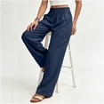 thumbnail image 6 of Levmjia Women Wide Leg Pants High Waisted Solid Color Casual Lounge Pants with Pockets Elastic Waist Flowy Straight Leg Trousers, 6 of 7