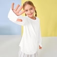 thumbnail image 5 of Tunic Top for Girls Fashion Long Sleeve Shirt with Thumb Hole Loose Tshirt Crew Neck Fall Blouse Teen Girl Clothes White 140, 5 of 7