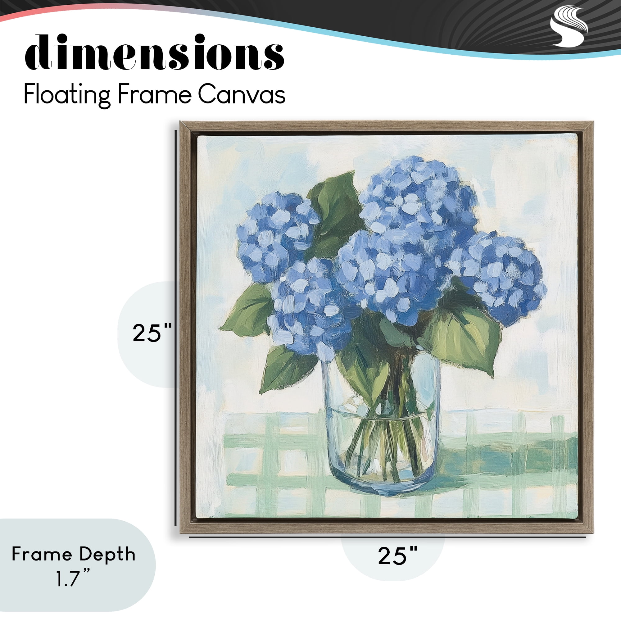 Stupell Industries Quaint Picnic Hydrangeas Brown Framed Floater Canvas Wall Art, design by Petal Prints Design
