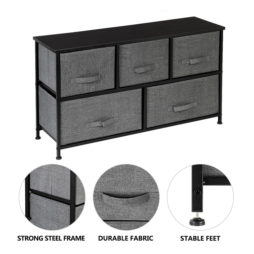 Lowestbest 2-Tier Drawer Dresser, Dresser Drawer Organizer 5 Drawers, End Table Storage Cabinet, Easy Pull Fabric Bins, Wooden Side Table for Bedroom, Hallway, Entryway Furniture, Gray Lowestbest 2-Tier Drawer Dresser, Dresser Drawer Organizer 5 Drawers, End Table Storage Cabinet, Easy Pull Fabric Bins, Wooden Side Table for Bedroom, Hallway, Entryway Furniture, Gray