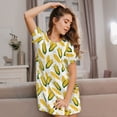 thumbnail image 3 of Fotbe Corn On The Cob Pattern Women's Cotton Nightgown Sleepwear Short Sleeves Shirt Casual Print Sleepdress, 3 of 6