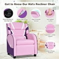 thumbnail image 6 of Kids Recliner Chair Gaming Sofa PU Leather Armchair w/Side Pockets Pink, 6 of 10