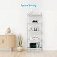 thumbnail image 3 of Home Zone Living 5 Tiers Storage Shelf, Bamboo with Steel Frame, Multipurpose White, 3 of 8