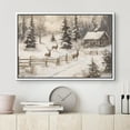 thumbnail image 5 of IDEA4WALL Framed Canvas Art Wall Decor Painting Cozy Cabin and Deer in Winter Forest Rustic Snowy Landscape Fine Art Vintage Retro Chic for Dorm Home Office - 16"x24" White, 5 of 5