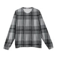 thumbnail image 6 of Men's Plaid Print Round Neck Long Sleeve Ribbed Knit Pullover, Sweater for Fall Winter, Casual Style and Holiday Season,Gray,4XL, 6 of 6