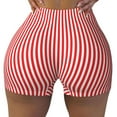 thumbnail image 2 of Fotbe Red And White Stripes Shorts Sin Costuras – Shorts Deportivos de Cintura Alta para Mujer, Elásticos para Gimnasio, Yoga, Running o Ciclismo-Small, 2 of 8