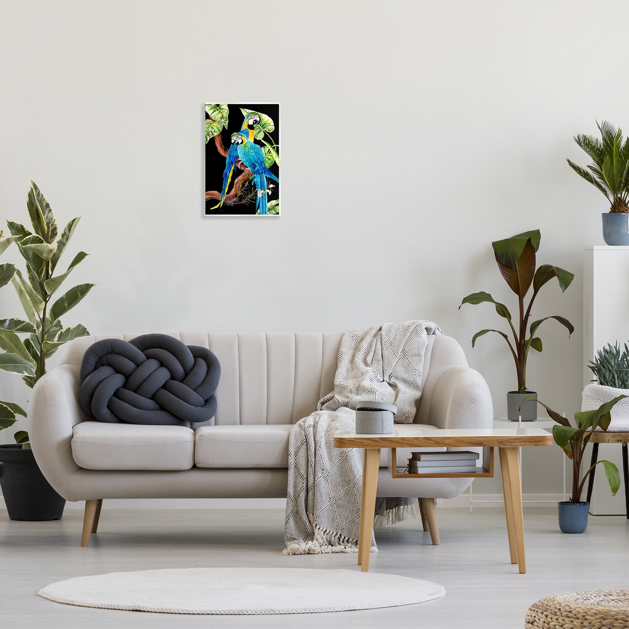 Stupell Industries Parrots Perched on Branch Animals & Insects Painting Unframed Art Print Wall Art, 13 x 19