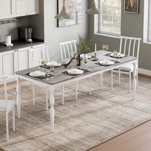78-pulgada rectangular dining mesa para 8: rustic estilo rural kitchen mesa con grande tabletop y heavy-duty legs - gris