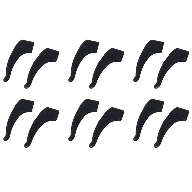 6 Par Sostenedor de Punta de Bloqueo Gancho de Oreja de Anteojo Gafas / Gafas de Sol / Espejuelos --- Negro