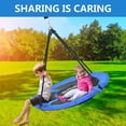thumbnail image 4 of Hishine 43" 700LBS Saucer Tree Swing for Kids, Waterproof Flying Saucer Swing with A Swivel, Hanging Straps, Adjustable Ropes, Round Mat Spinner Swing for indoor/playground swing set, Blue, 4 of 10