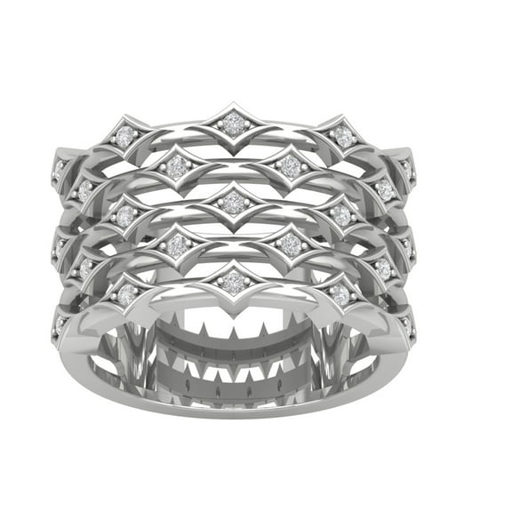 Araiya 10K White Gold Diamond Multi Row Band Ring (1/5 cttw, I-J Color, I2-I3 Clarity), Size 7