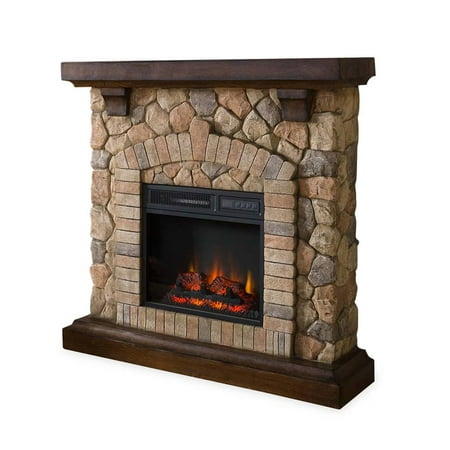 Stacked Stone Electric Quartz Fireplace Heater Ventless