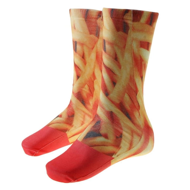 Calcetines De Hombres Mujeres Funny Athletic Baloncesto Sport Tejido De Alta Calidad Duradero Fácil De Limpiar Papas Baoblaze Calcetines de impresión 3D