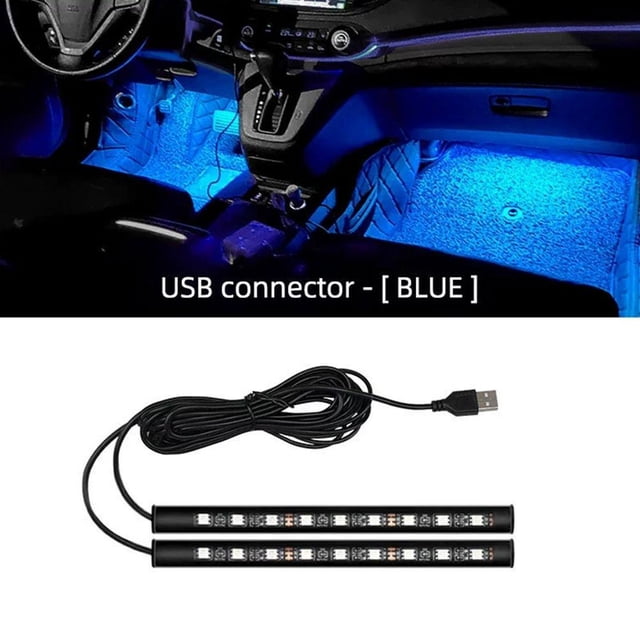 Crazyview USB 5V LED Car Interior Footwell Lights, RGB Ambient Atmosphere Lighting Kit, 2 Strip Multi-Color LED Underdash Lamps for Vehicle Accent Decor