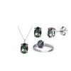 Graceful 4.3 Carat Oval Shaped Natural Mystic Rainbow Necklace, Earrings & Ring Set In 925 Sterling Silver