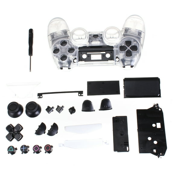 TFixol DIY Transparent Shell Kit Housing Case Assembly Crystal Handle Replacement for PS4 PS5 Controller