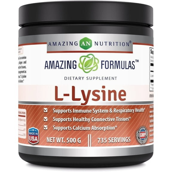 Amazing Formulas L-Lysine 680 mg Per Serving Powder | Amino Acid Supplement |735 Serving per Bottle | Ideal for Men & Women | Non-GMO | Gluten Free |