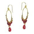 thumbnail image 2 of Elegant Belle Red Crystal Teardrop Dangle Brass Earrings, 2 of 4