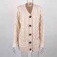 thumbnail image 6 of VISALY Long Cardigans Button Down Cardigans Front Womens Sweaters Pockets Coat Long Knit Open Sleeve Cardigan Patchwork Women's Coat Crochet Cardigan Trendy Cardigan Pink M, 6 of 9