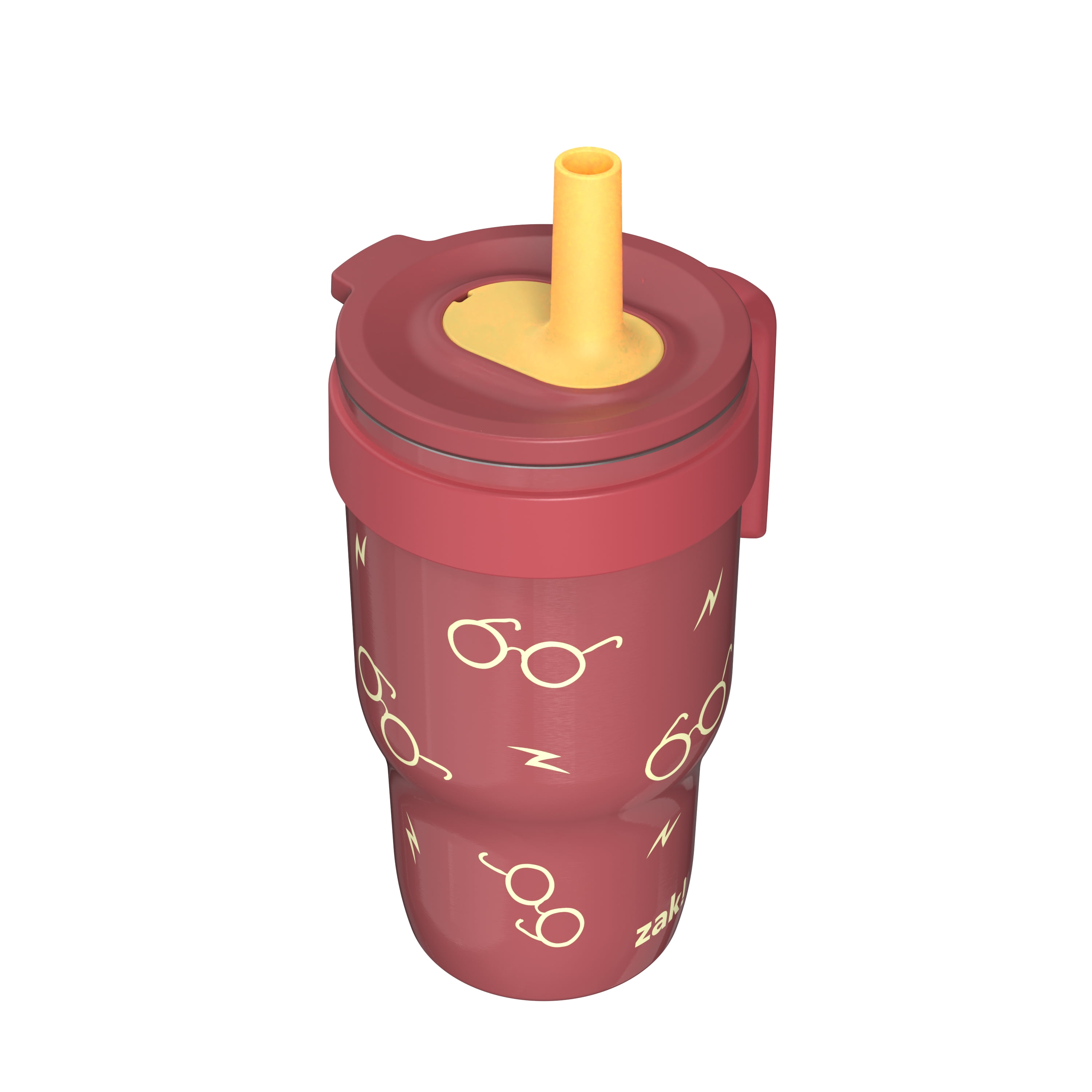 Zak Designs 10oz Harry Potter Kids Handle Tumbler, Stainless Steel Cruiser Tumbler with Soft Silicone Straw, Leak-Proof, Easy to Hold, Red