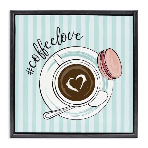 Stupell Industries Contemporary Coffee Love Hashtag Black Floating Frame Canvas Art, 18 x 18, by Martina Pavlova