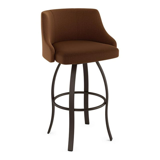 Amisco Crofton 26" Polyester Swivel Counter Stool in Copper/Dark Brown