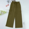 thumbnail image 4 of ZHYou No Boundarie Womens Baggy Sweatpants Casual Drawstring Y2k Huge Pockets Solid Comfy Lounge Stylish Pants for Women,Army Green,Size S, 4 of 8