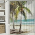 thumbnail image 6 of Creowell Palm Trees Beach Scene Pretty Shower Curtain Set 100% Polyester Washable Bathroom Decor with Hooks 60x72, 6 of 7
