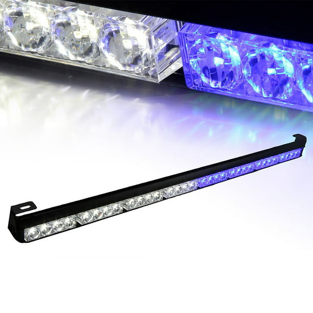 Xprite White & Blue 35.5" 32 LED Traffic Advisor Strobe Light Bar Kit