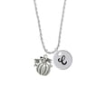 thumbnail image 2 of Delight Jewelry Silvertone Large Antiqued Pumpkin Silvertone Script Initial Disc - C - Charm Necklace, 20"+3", 2 of 4
