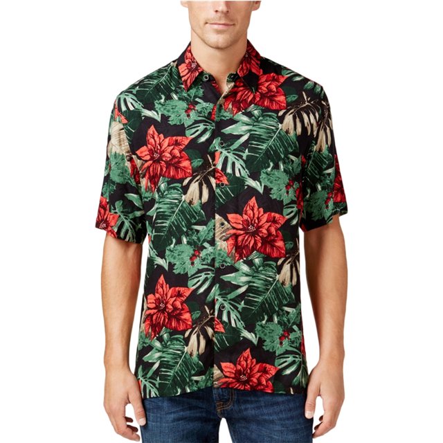 Tasso Elba - Camisa con botones y estampado de acebo para hombre, multicolor, extragrande
