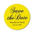 thumbnail image 1 of Darling Souvenir Round 45 Pcs Calligraphy Save The Date Stickers Personalized Bride Groom Names And Date Envelope Seals - Yellow, 1 of 4