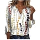thumbnail image 1 of ICHUANYI Clearance Fashion Woman V Neck Three Quarter 3/4Sleeve T Shirt AutumnBlouse Tops Sweatshirt(Yellow, XXL) ICHUANYI WER2023080804393, 1 of 4