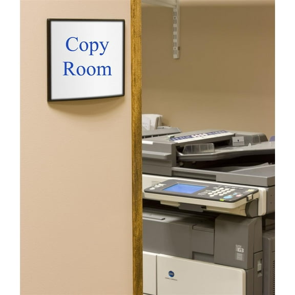 Curved Design Black Way finding Sign With Non-glare Lens For Displaying 6 x 8-1/2-Inch Graphics, Vertical Or Horizontal Display, 6-1/4 x 8-3/4 x 7/8-Inch - Sold In Sets Of 5