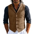 thumbnail image 2 of Miqool Mens Formal Suit Vest Sleeveless Button Front Lightweight Waistcoat Business Work Office Blazer with Multiple Pockets, 2 of 7